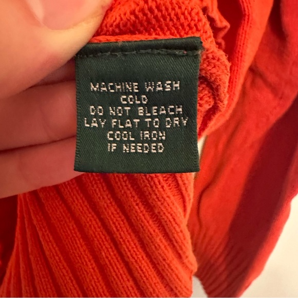 Lauren Ralph Lauren Green Label Knit Sweater Gold Buttons Orange Jumper Size 1X - Picture 6 of 9